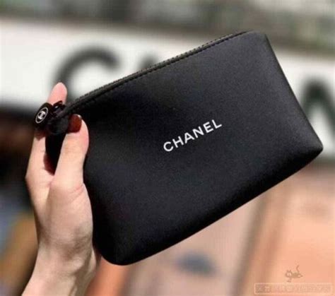 Chanel Beaute Vintage Makeup Bag in Black and Gold Trim